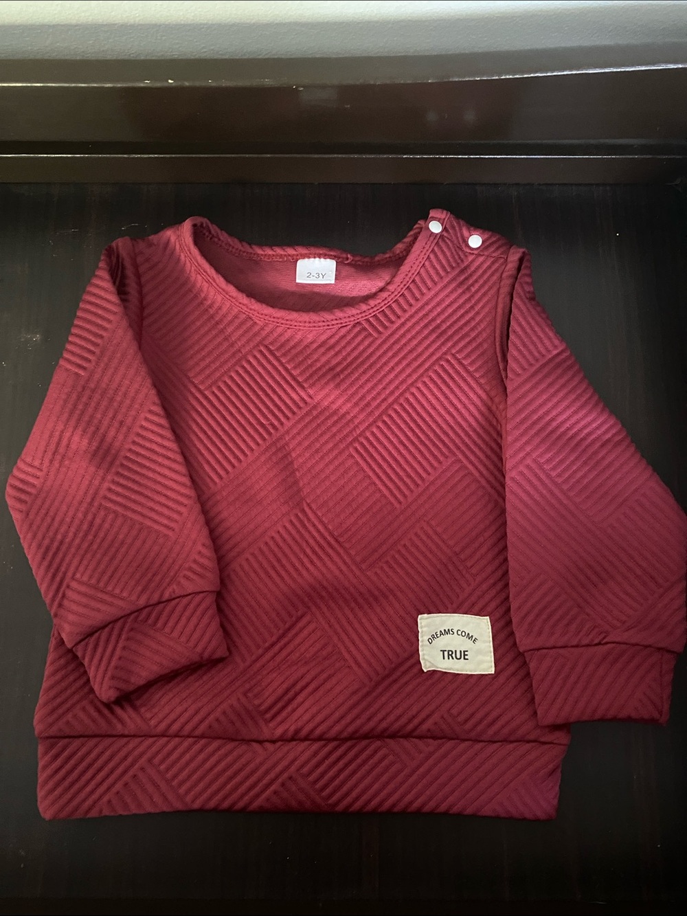 Textured Burgundy Baby Sweatshirt with Patch